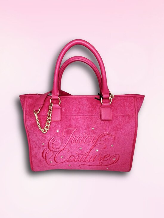 Juicy Couture Velour Juicy Beach Couture Tote | Mercari NWT Juicy Couture Beach Couture Tote Bag Pink Flash Terry Cloth Rhinestone Y2K